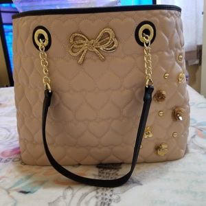 Betsey johnson pink &black women satchel bag purse